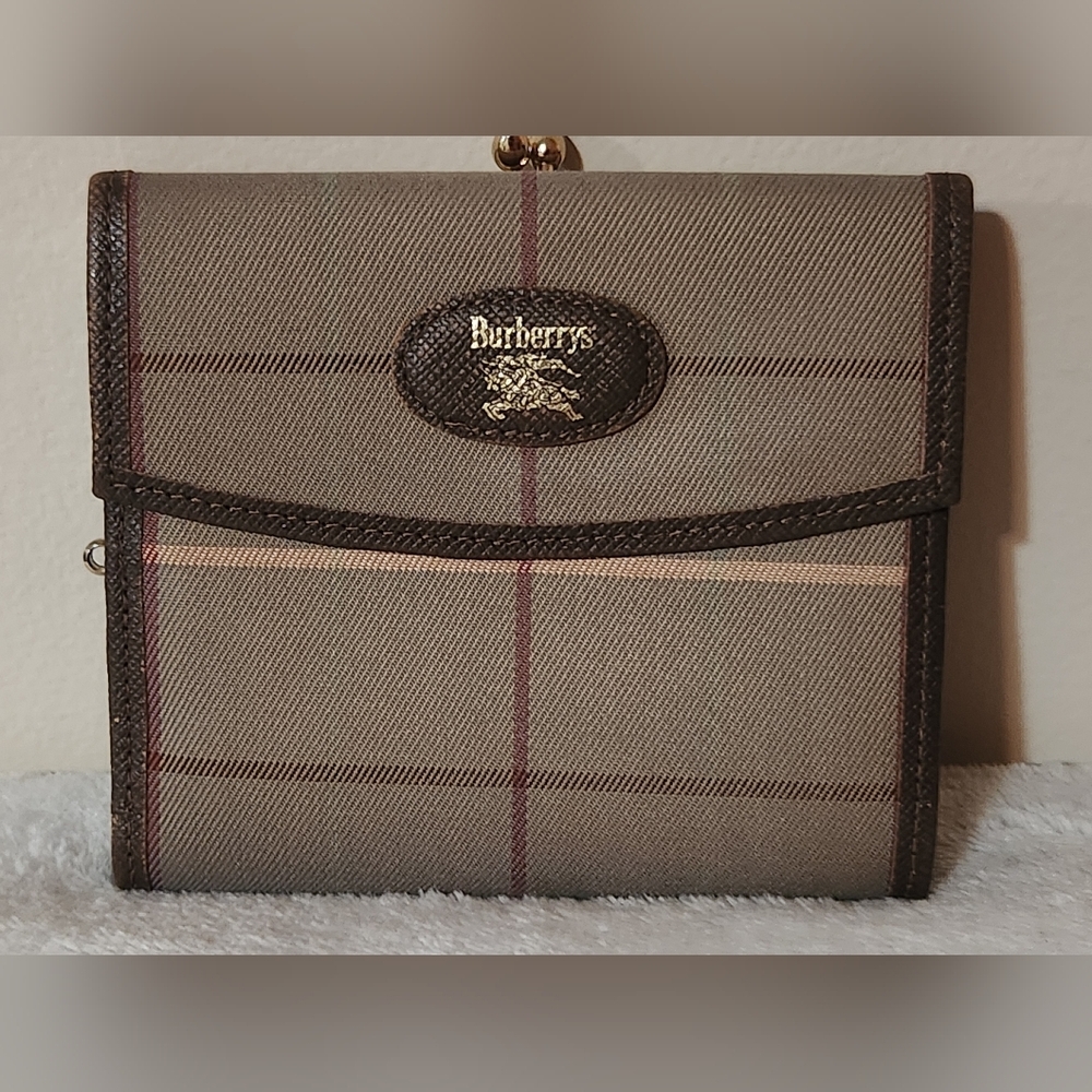 BURBERRYS Nova Check Plaid Print Bifold Canvas Wallet VINTAGE EUC